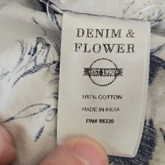 Denim & Flower Ricky Singh Mens Slim Fit Floral Hawaiian Shirt Short Sleeve Whit - Picture 10 of 11